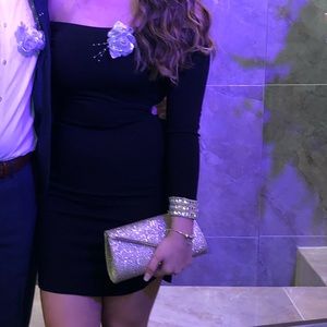 Elegant Mini Off the Shoulder Black Dress👗